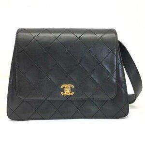 CHANEL One Shoulder Bag Leather Black Naha